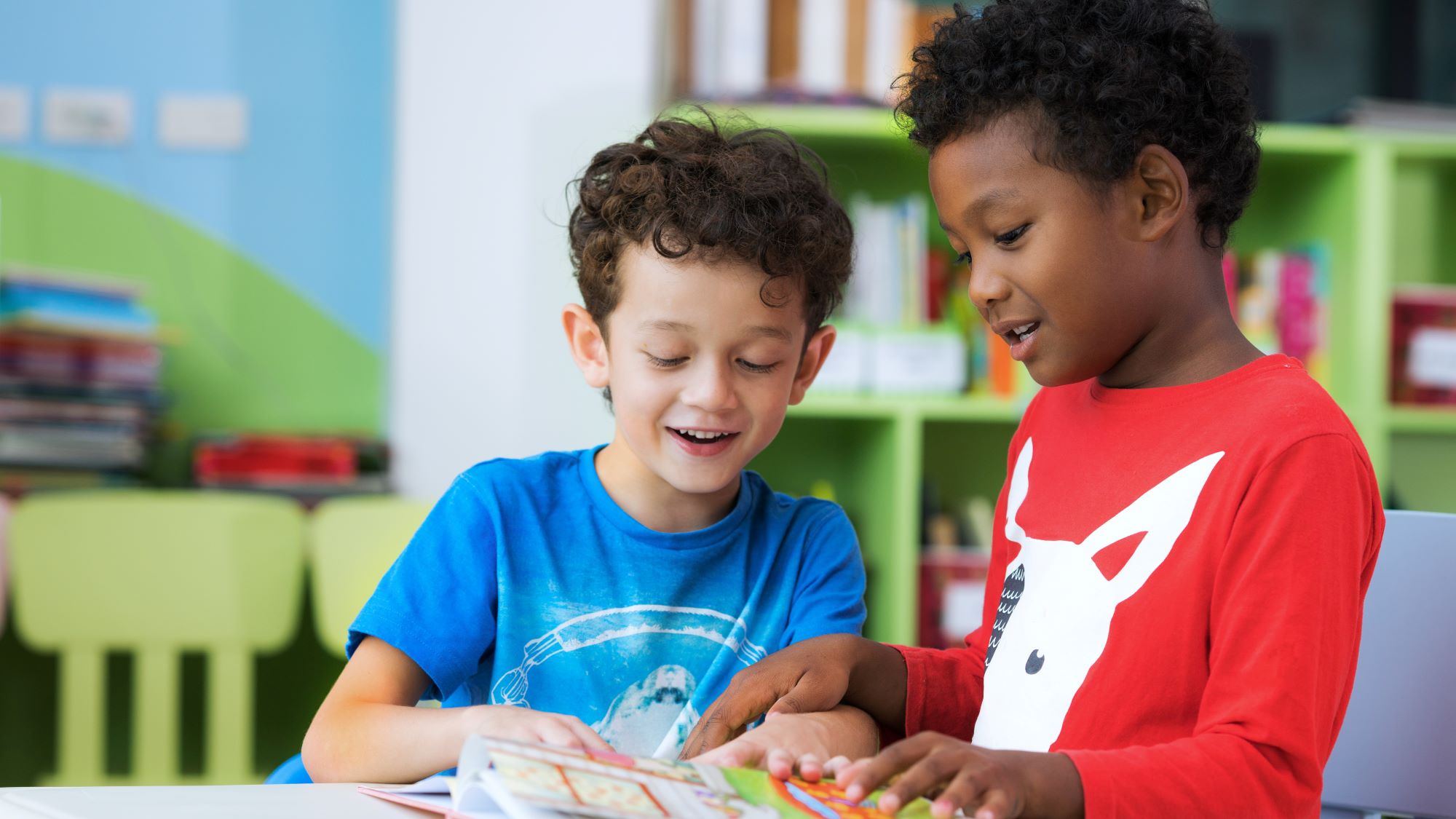 two preschool children interacting