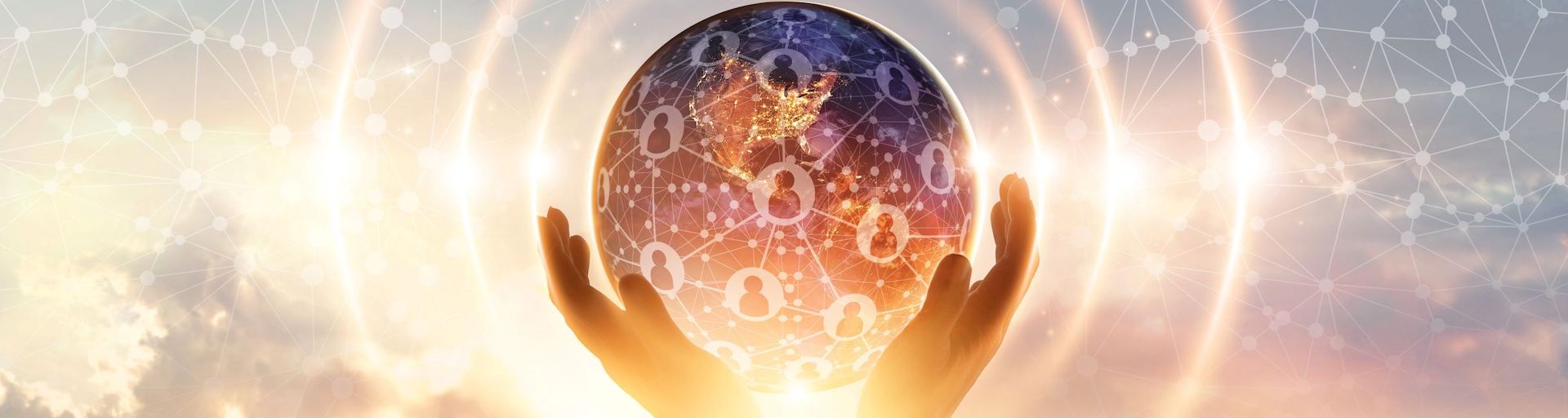 hands holding connecting sphere